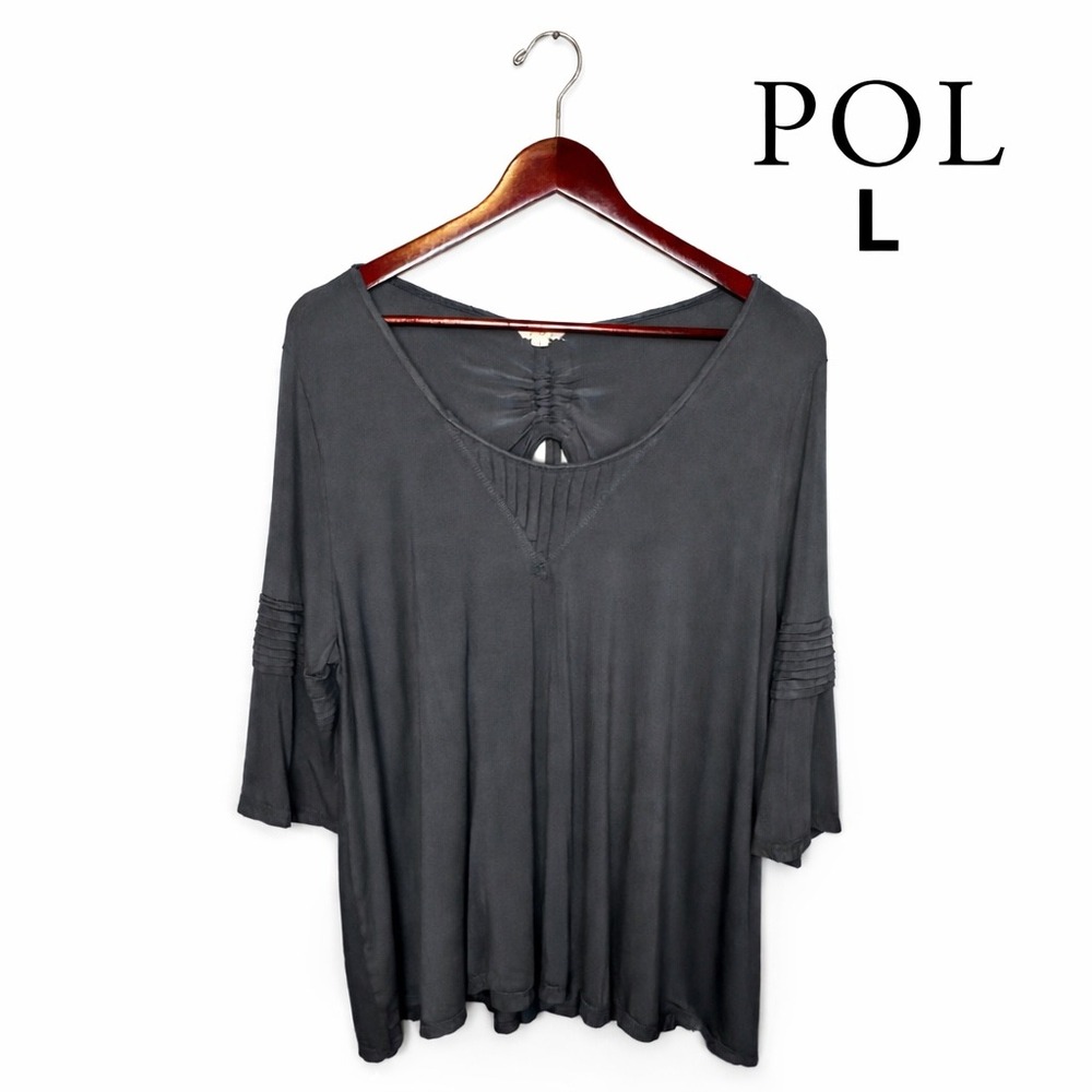 POL Black Women's Flowing V-Neck Blouse